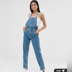 ASOS DESIGN Tall denim overall in midwash blue - size 4